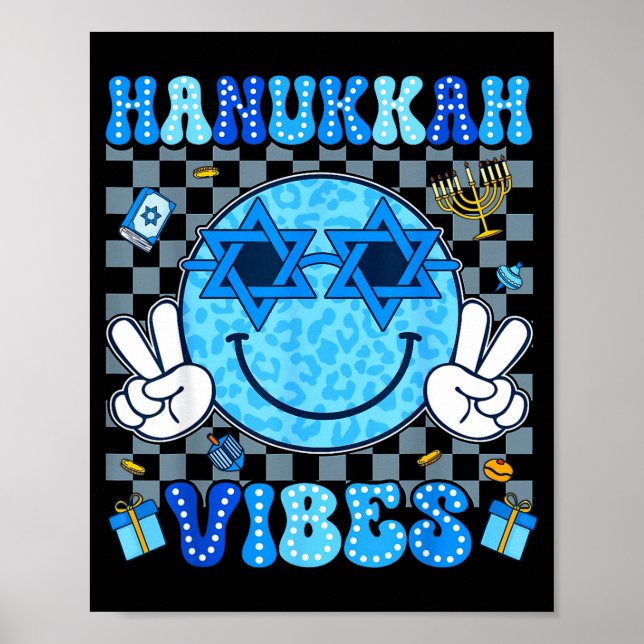 Póster Hanukkah Vibes Chanukah Pajama Happy Hanukkah Men  (Frente)
