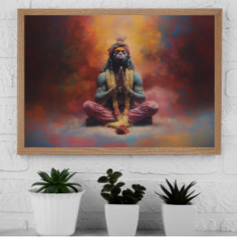 Póster Hanuman Pastel Rainbow Color Splash Pintura Art