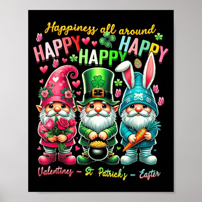 Póster Hapness Allaround Gnome Happy Valentine St Patrick (Frente)