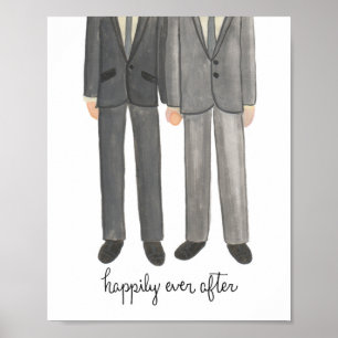 Póster Happily Ever After, Gay Wedding Couple art print