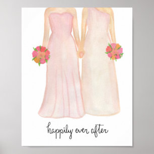Póster Happily Ever After Lesbian Wedding Couple