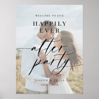 Póster Happily Ever After Party Welcome photo wedding