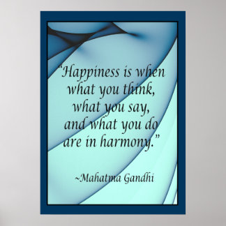 Póster Happiness Harmony Gandhi Poster de citas