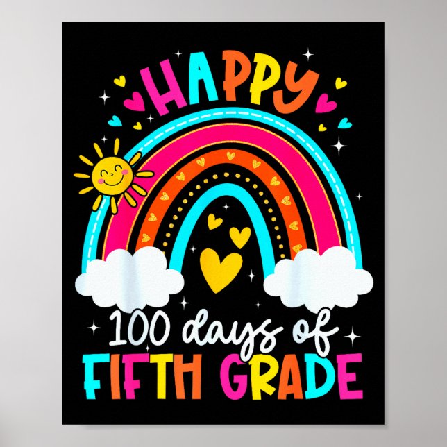 Póster Happy 100 Days Of 5th Grade Kids Teacher 100th Day (Frente)