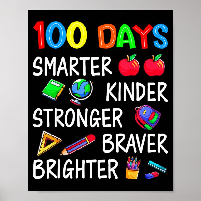 Póster Happy 100 Days Of School 100th Day Of School Kids  (Frente)