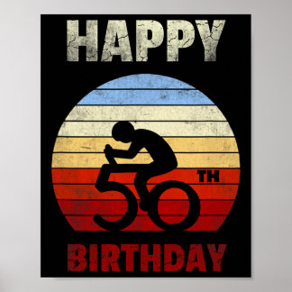Póster Happy 50th Birthday Mountain Bike Tour Cycling Ret