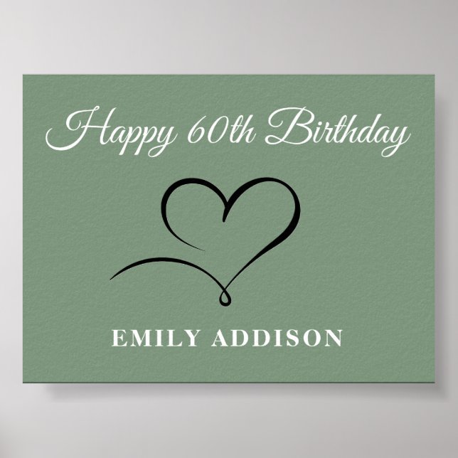 Póster Happy 60th Birthday Poster with Custom Text Option (Frente)