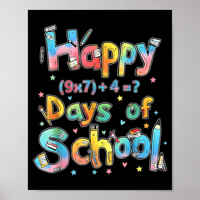 Póster Happy 67 Days Of School Math Equation Teacher Six  (Frente)