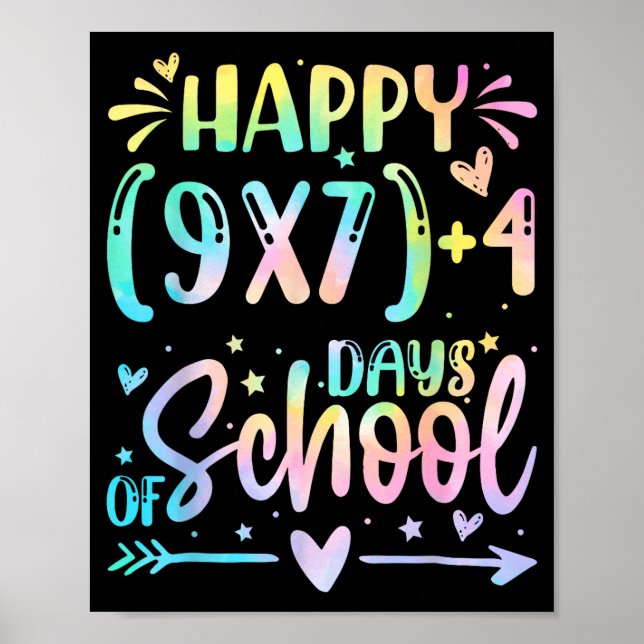 Póster Happy 67 Days Of School Math Teacher Students Six  (Frente)