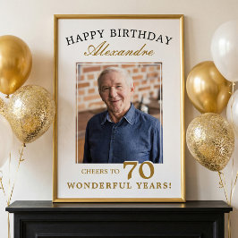 Póster Happy 70th Birthday Personalized Photo Party Sign