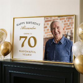 Póster Happy 70th Birthday Personalized Photo Party Sign