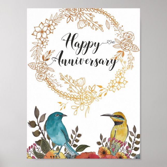 Póster Happy Anniversary congratulations husband marriage (Frente)