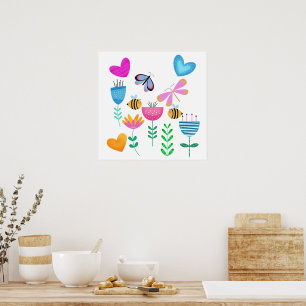 Póster Happy Bee Garden