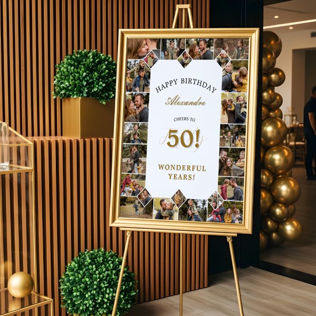 Póster Happy Birthday Cheers To 50 Years Photo Collage (Happy Birthday Cheers To 50 Years Photo Collage Poster)