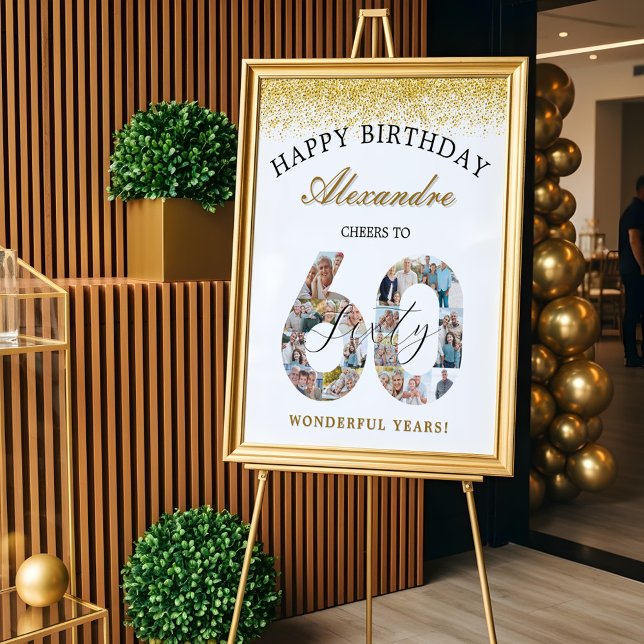 Póster Happy Birthday Cheers To 60 Years Photo Collage (Happy Birthday Cheers To 60 Years Photo Collage Poster)