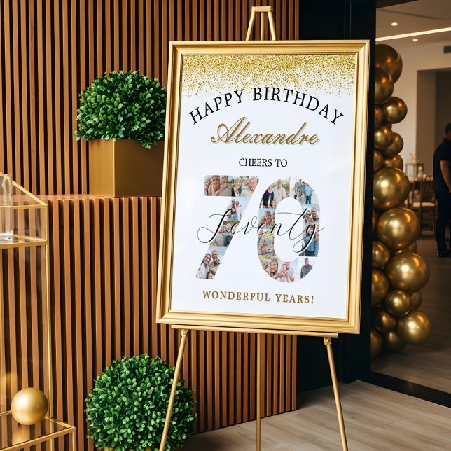 Póster Happy Birthday Cheers To 70 Years Photo Collage (Happy Birthday Cheers To 70 Years Photo Collage Poster)