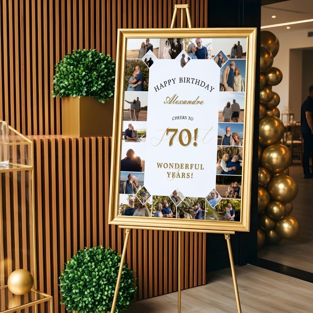 Póster Happy Birthday Cheers To 70 Years Photo Collage (Happy Birthday Cheers To 70 Years Photo Collage Poster)