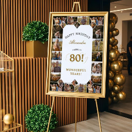Póster Happy Birthday Cheers To 80 Years Photo Collage