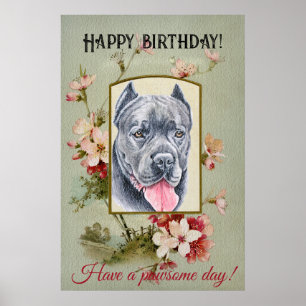 Póster Happy Birthday Greetings Cane corso