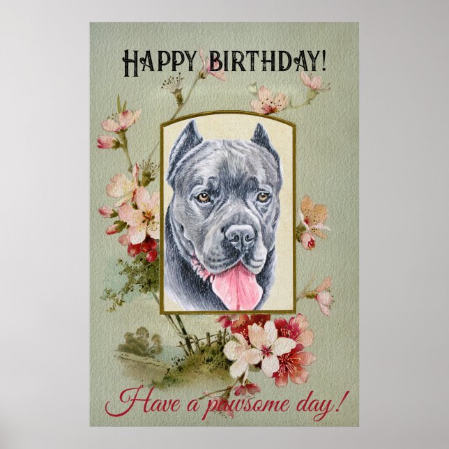 Póster Happy Birthday Greetings Cane corso (Frente)