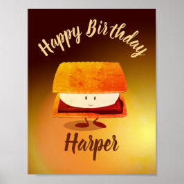 Póster Happy Birthday S’more Name Poster