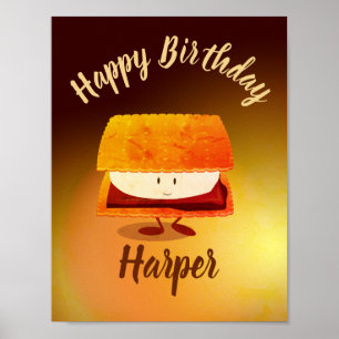 Póster Happy Birthday S’more Name Poster