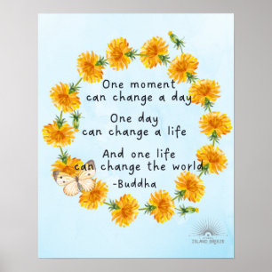 Póster Happy Buddha quote