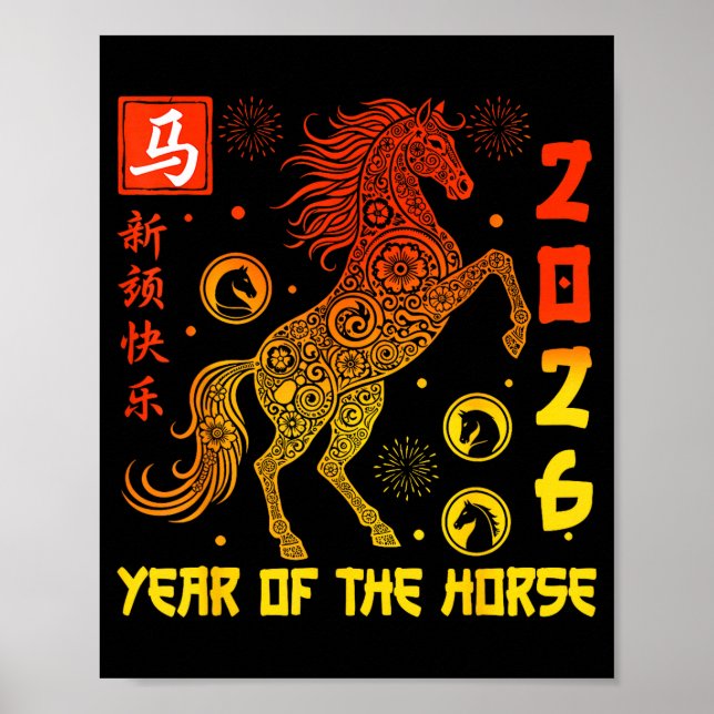 Póster Happy Chinese New Year 2026 Traditional Year Of Th (Frente)