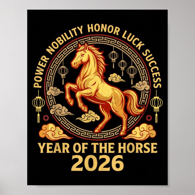 Póster Happy Chinese New Year 2026 Year Of The Horse 2026 (Frente)