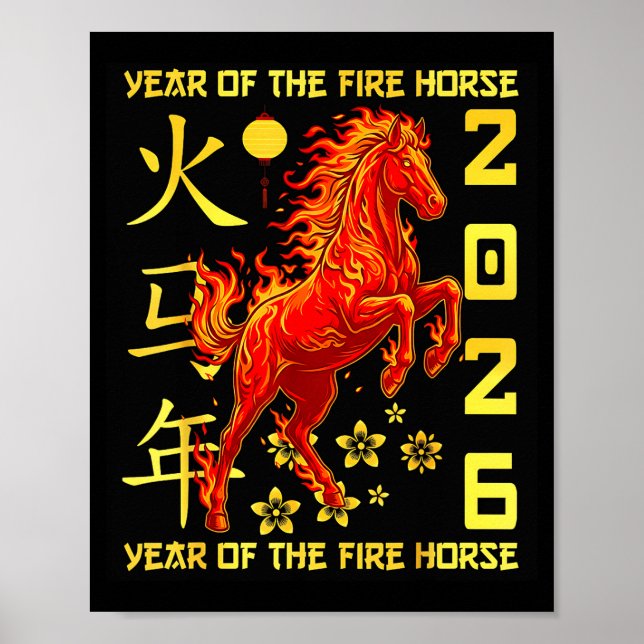 Póster Happy Chinese New Year Of The Horse 2026 Lunar New (Frente)