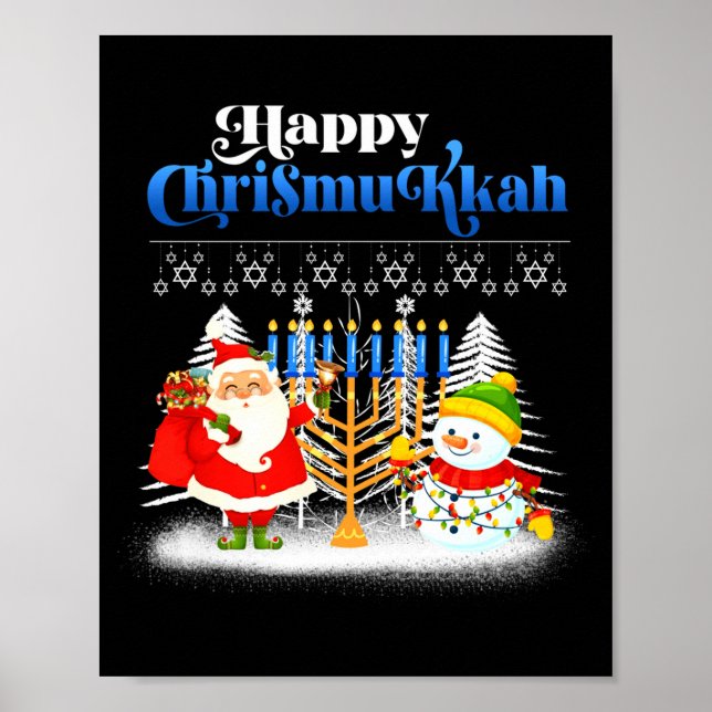 Póster Happy Chrismukkah Jewish Christmas Hanukkah  (Frente)