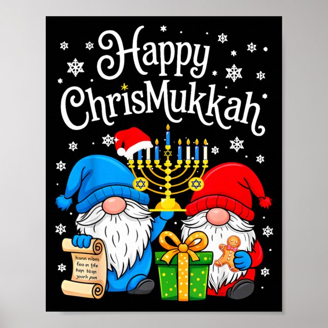 Póster Happy Christmukkah Hanukkah Christmas Gnome Xmas F (Frente)