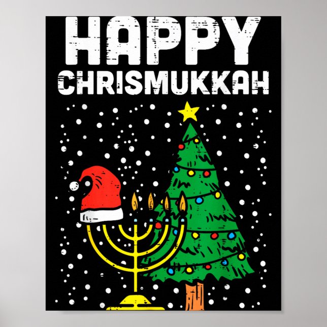 Póster Happy Christmukkah Jewish Christmas Hanukkah Chanu (Frente)