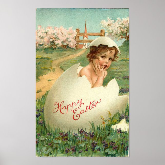 Póster Happy Easter Baby Vintage (Frente)
