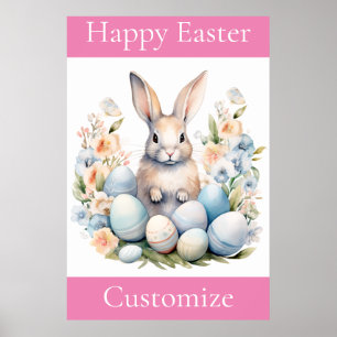 Póster Happy Easter Bunny Basket Thunder_Cove