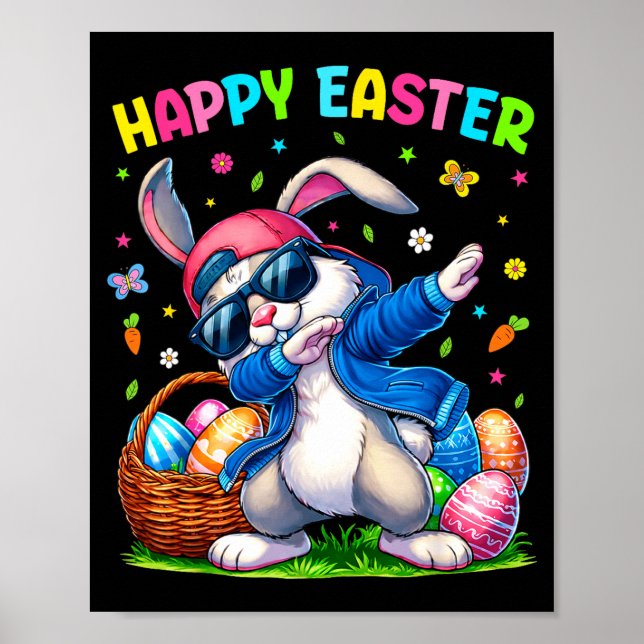 Póster Happy Easter Bunny Dabbing Funny Easter Day Women  (Frente)