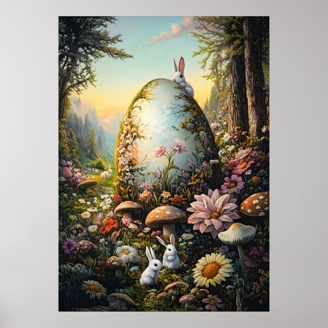 Póster Happy Easter Bunny Forest Rabbit Wall Art (Frente)