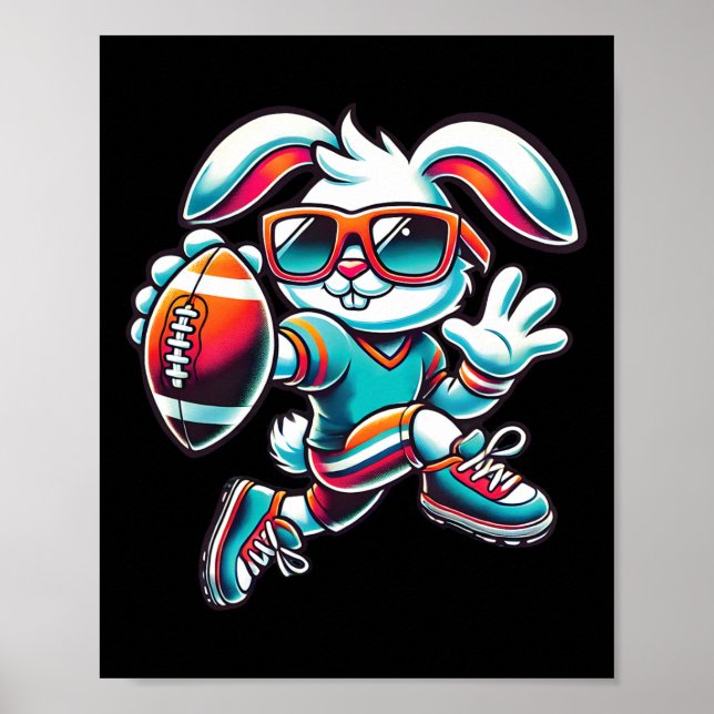 Póster Happy Easter Bunny Quarterback Receiver Football B (Frente)