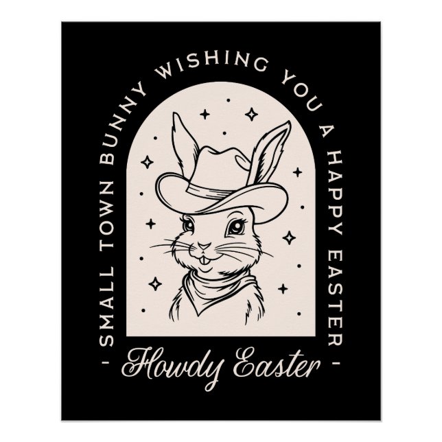 Póster Happy Easter bunny western theme funny greetings (Anverso)