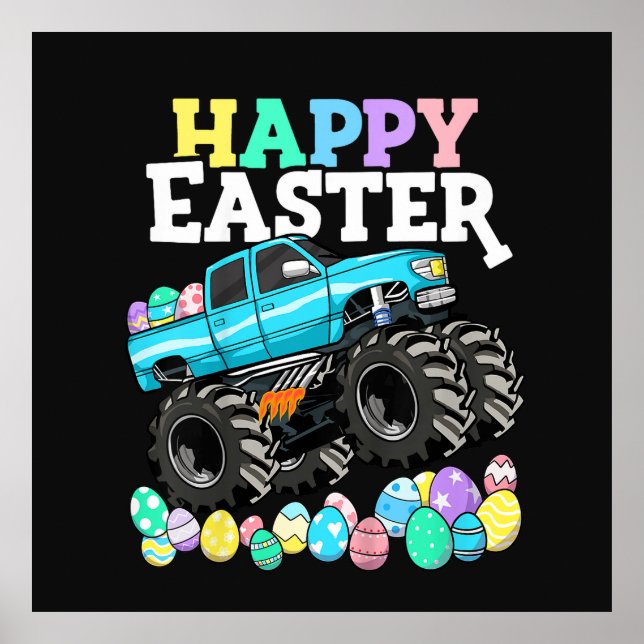 Póster Happy Easter Monster Truck Easter Eggs (Frente)