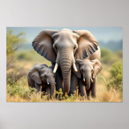 Póster Happy Elephant Family
