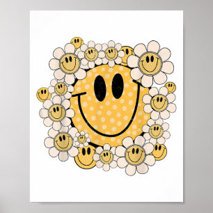 Póster Happy Face Daisy Flower Preppy Aesthetic Smile fac