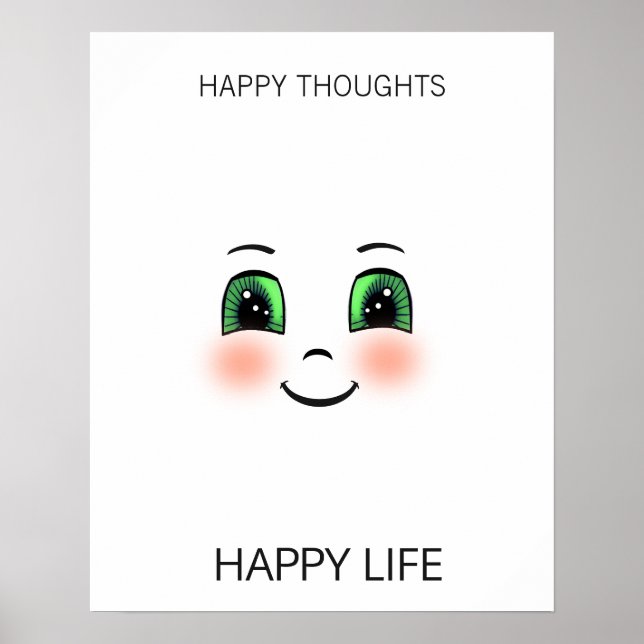 Póster Happy face & happy thoughts bring happy life (Frente)