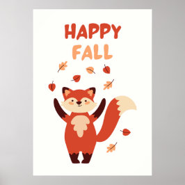 Póster Happy Fall Cute Fox