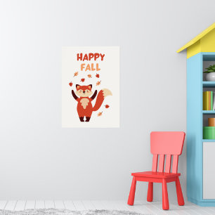 Póster Happy Fall Cute Fox
