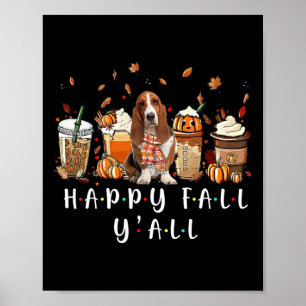 Póster Happy Fall Y'all Basset Hound Dog Coffkin F