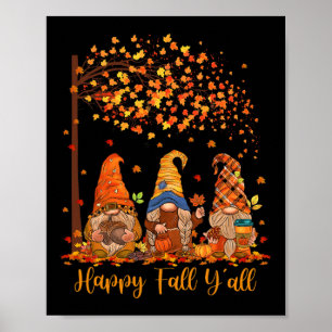 Póster Happy Fall Y'all Gnome Otumn Gnomes Pumpkin Spice