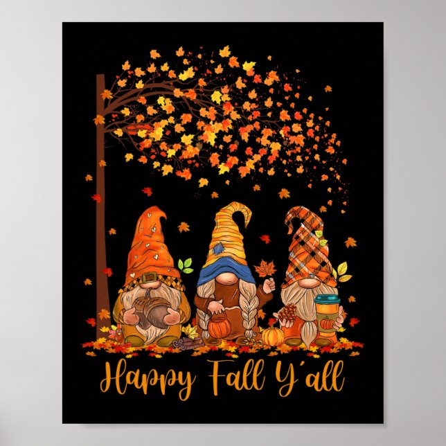 Póster Happy Fall Y'all Gnome Otumn Gnomes Pumpkin Spice (Frente)