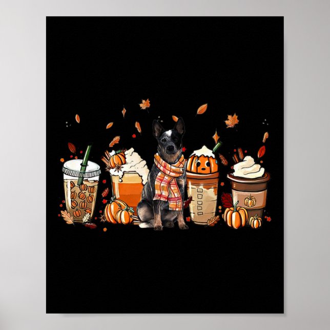 Póster Happy Fall Y'all Heeler Dog Coffkin Pumpkin Fall A (Frente)