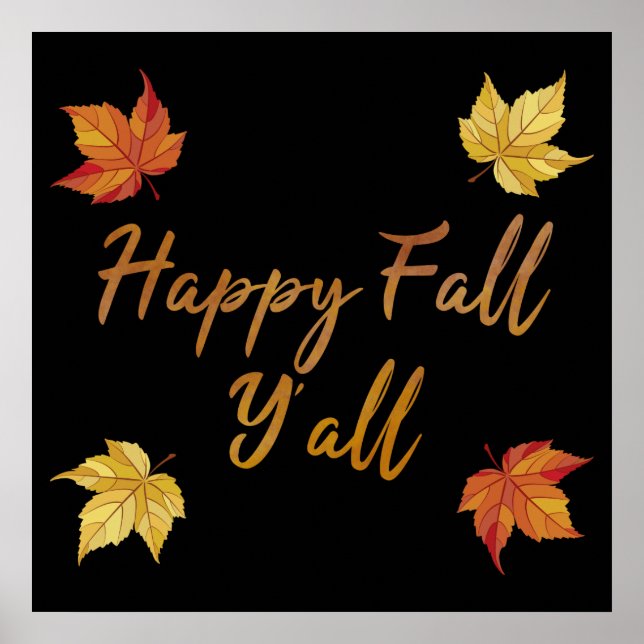 Póster Happy Fall Y'all Otoño Maple Leaf (Frente)